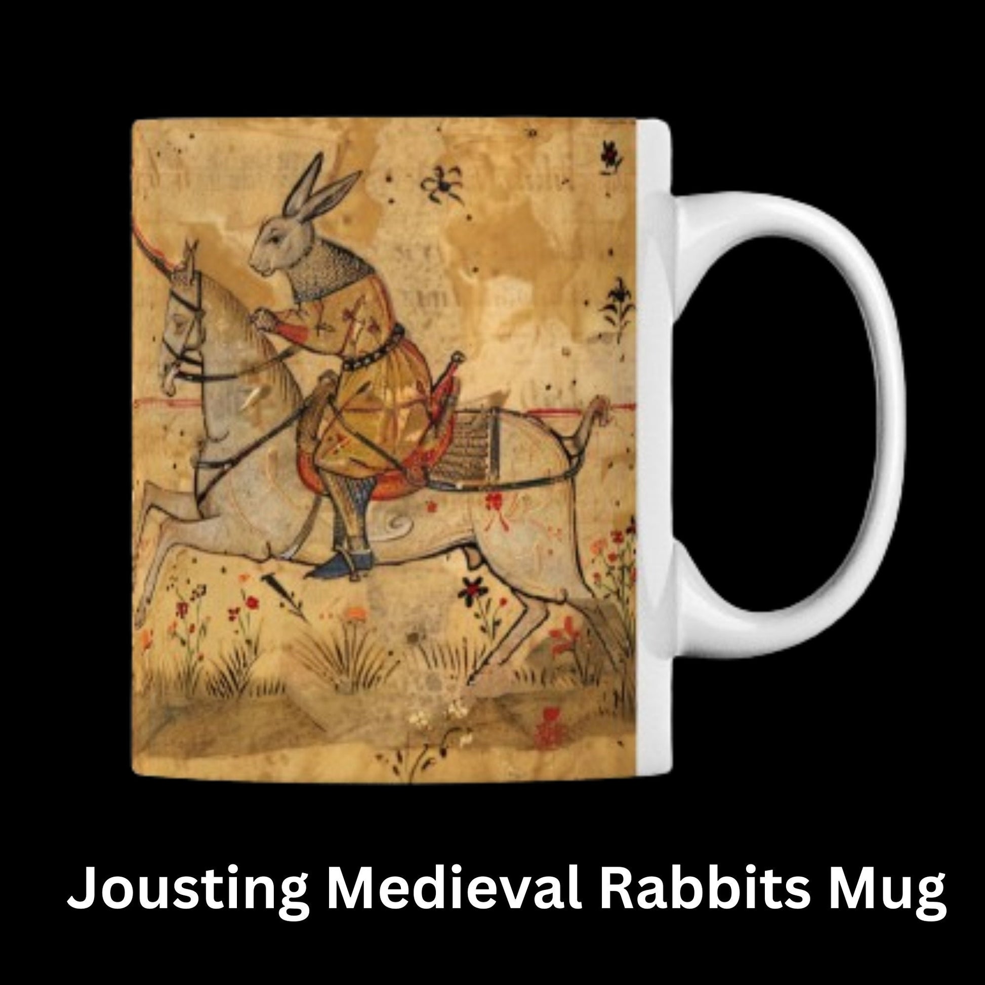 Medieval Jousting Rabbits Mug: Gothic Dark Academia Gift