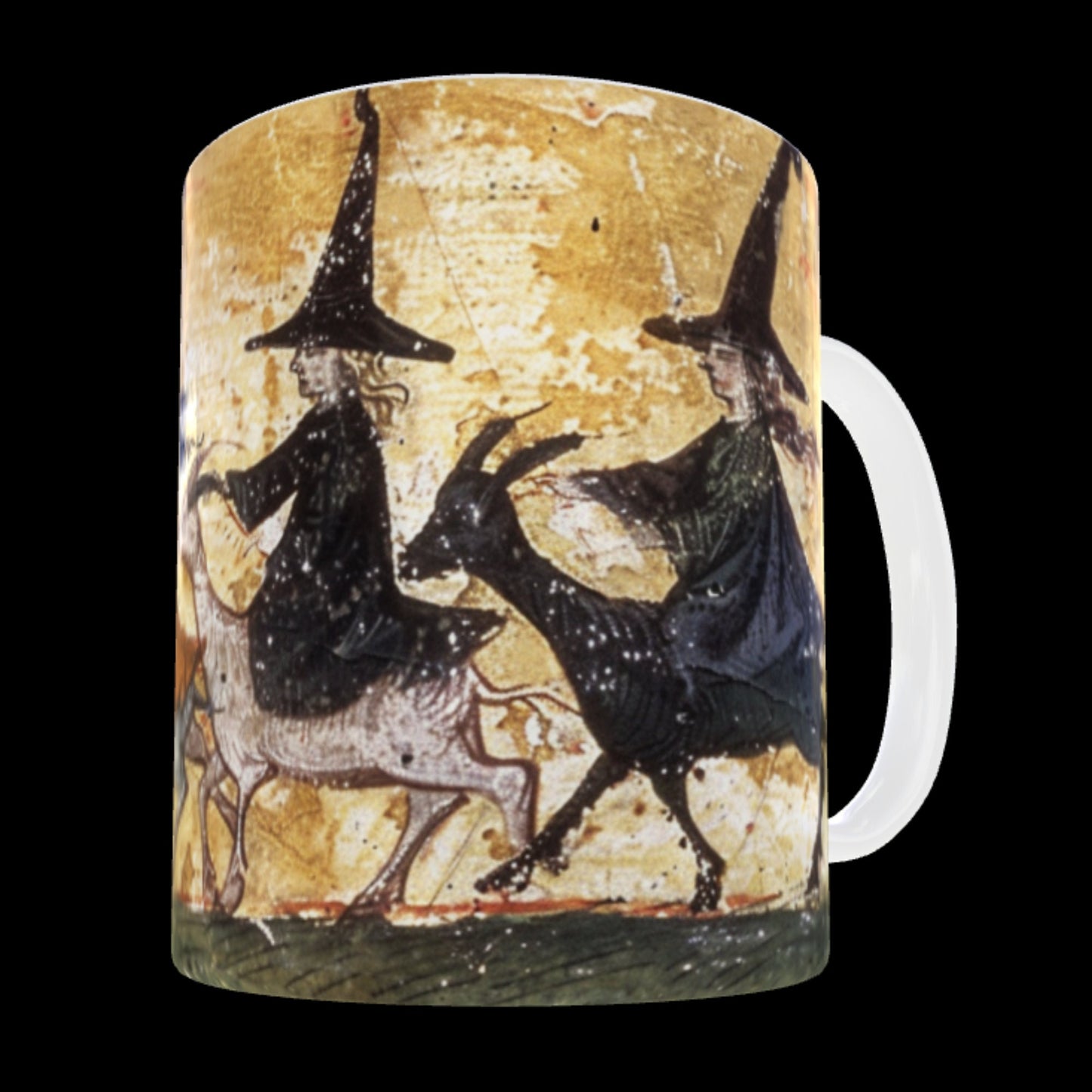 Witches Riding Goats Mug: Medieval Bestiary Art, Witchy Gift