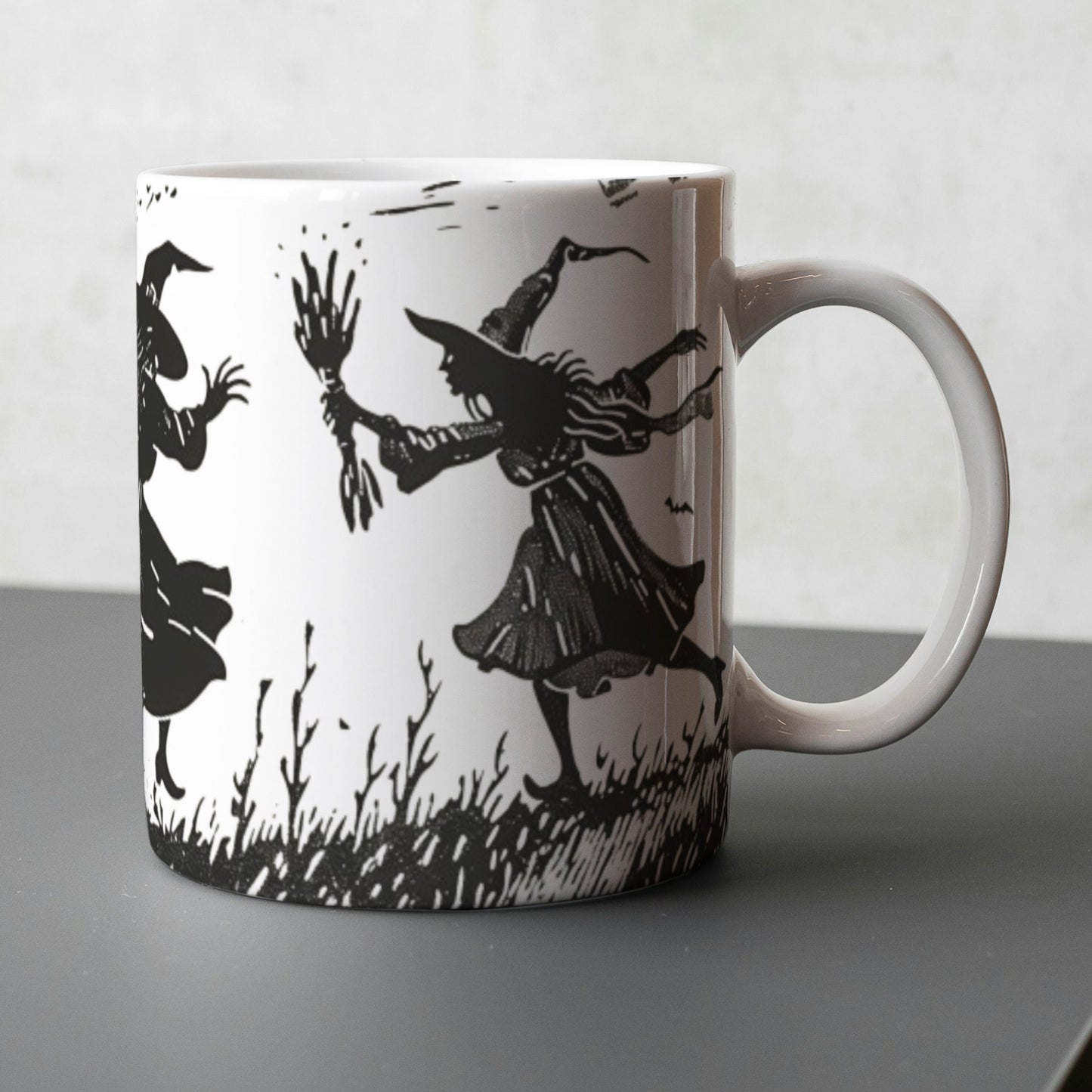 Woodcut Witch Mug: Gothic Wiccan Decor, Occult Gift
