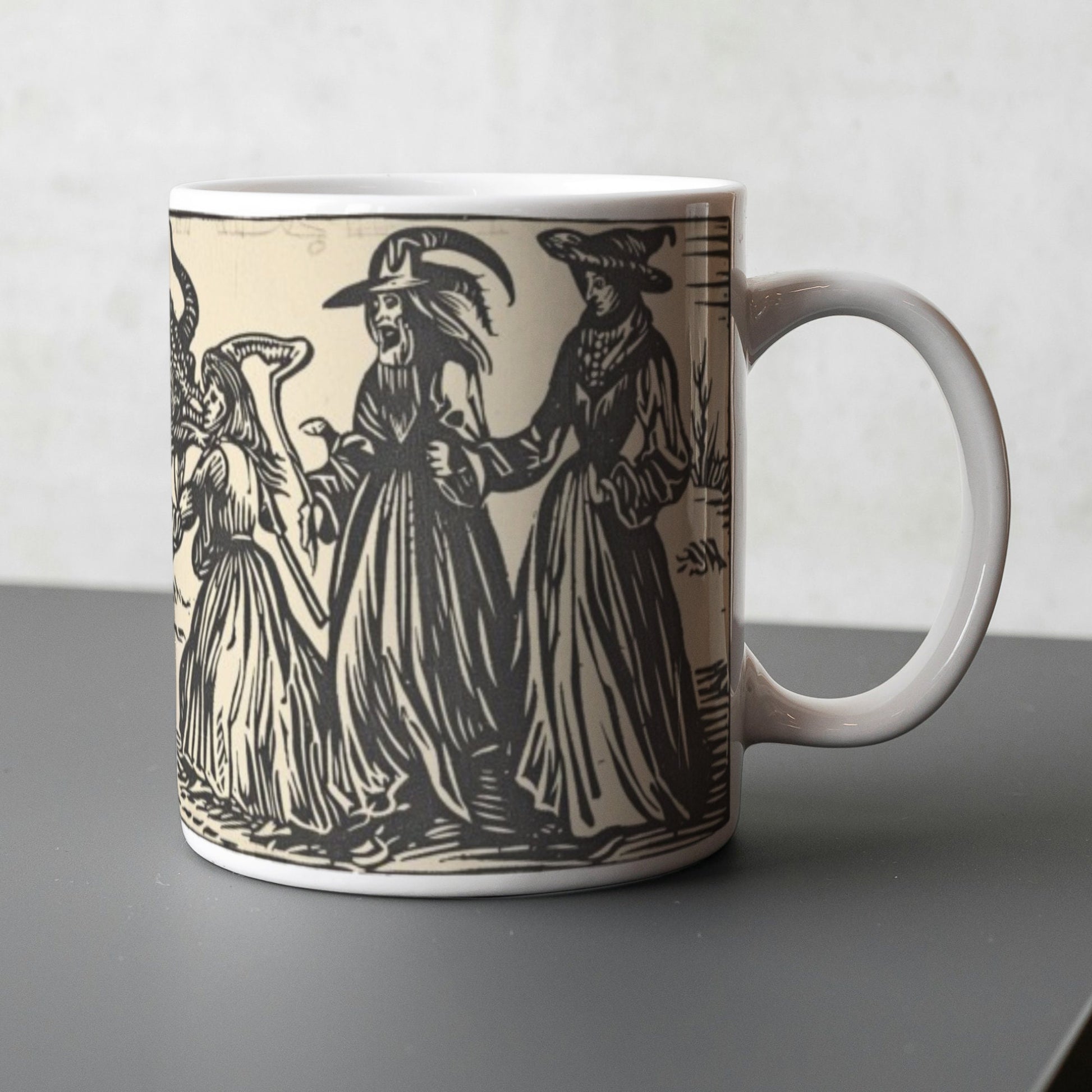 Woodcut Witches Mug: Dark Academia Witchcraft Gift