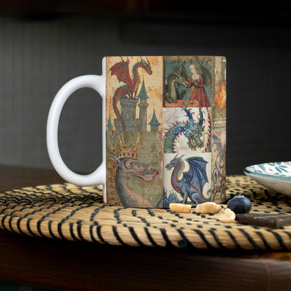 Medieval Dragons Mug: Illuminated Manuscript Art, History Lover Gift