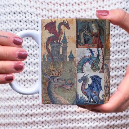 Medieval Dragons Mug: Illuminated Manuscript Art, History Lover Gift