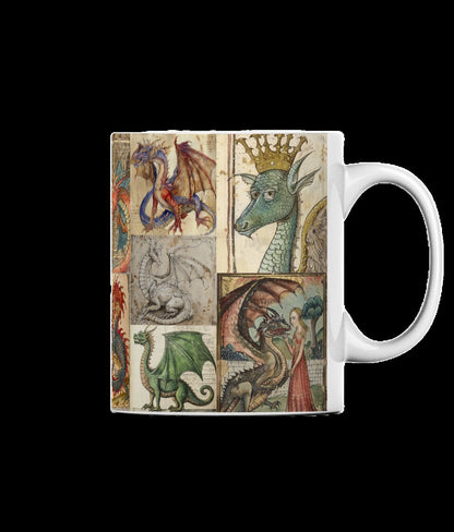 Medieval Dragons Mug: Illuminated Manuscript Art, History Lover Gift