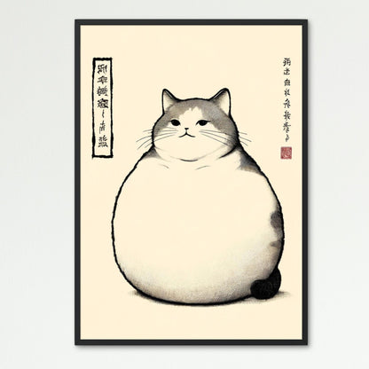 Japanese Cat Art Print: Matsumoto Hoji Style, Wabi Sabi Decor