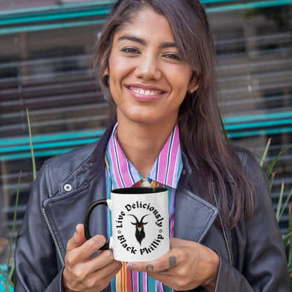 Black Phillip Goat Mug, The Devil, The Witch. Witchy Gift, Wicca, Witch Art, Black Phillip Print Live Deliciously, Occult, Wicca, Witchcraft