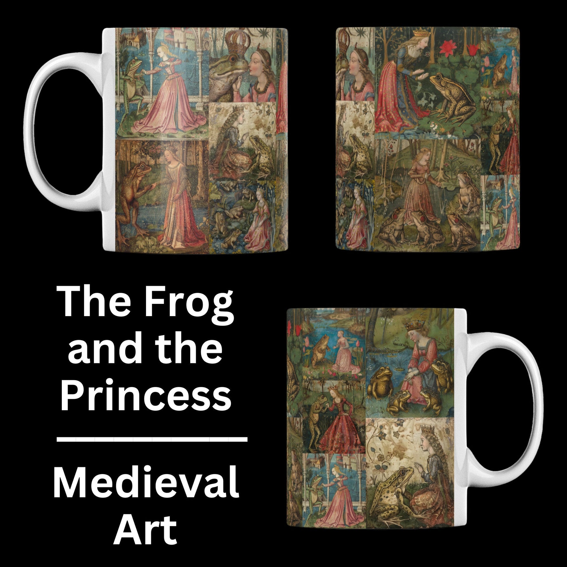 Frog Princess Mug: Medieval Fairy Tale Art, Wraparound Design