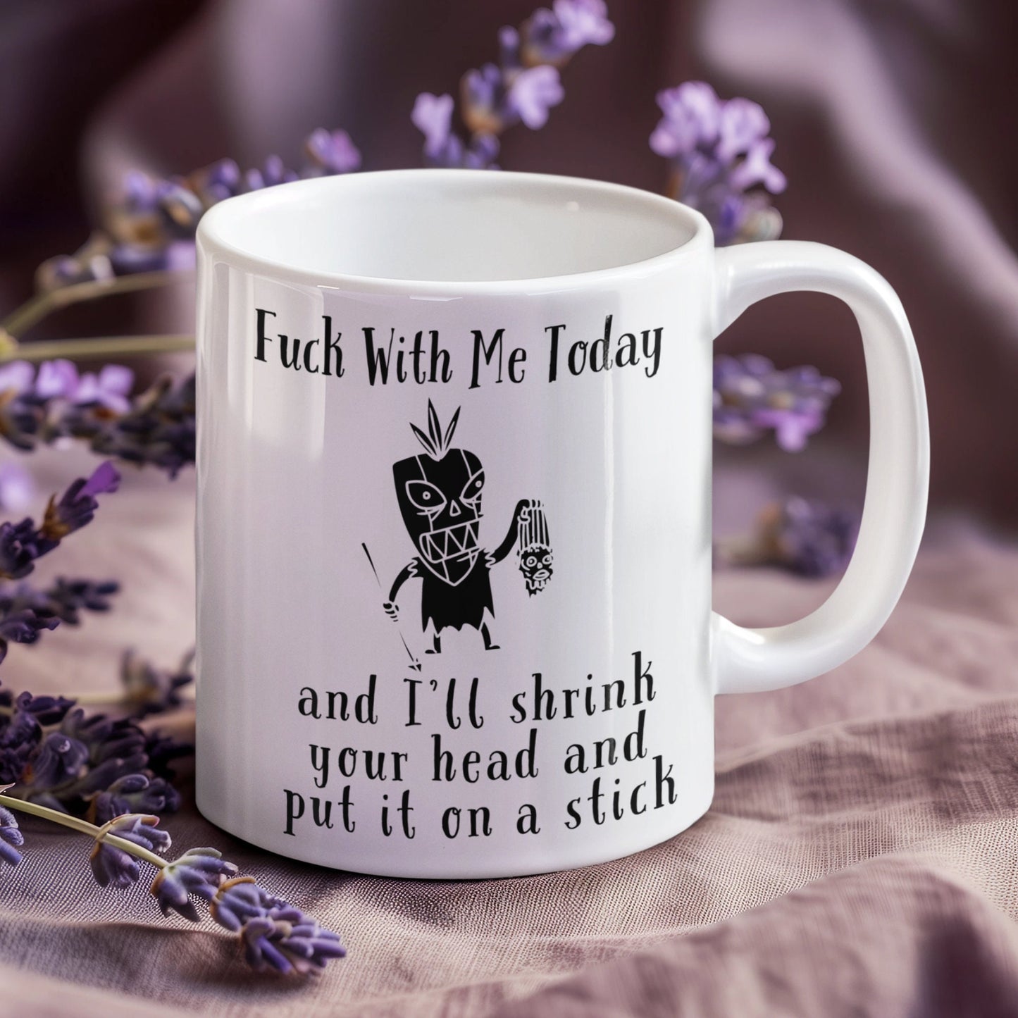 Voodoo Mug, Funny Office Mug, Fuck With Me Today and I'll Shrink Your Head and Put it on a Stick, Gothic Mug, Dark Academia, Witchcraft Mug