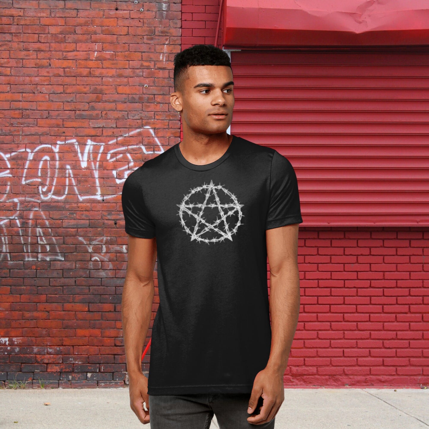 Barbed Wire Pentacle T-Shirt, Pentagram Tee, Witch T Shirt, Witchy Gifts, Wicca Gift, Pagan Tee, Coven Gift, Gothic T Shirt, Goth Top Wiccan
