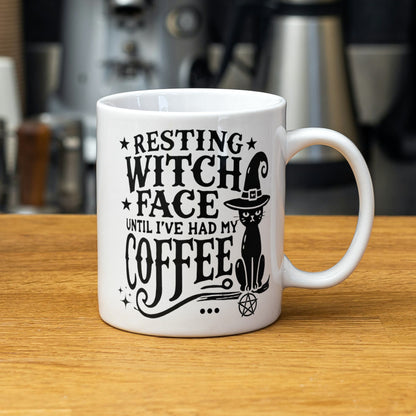 Witches Coffee Mug, Witchy Gifts, Resting Witch Face,Wiccan Gifts, Wiccan Decor, Gothic, Black Cat Mug, Funny Witch Gift, Morning Coffee Mug
