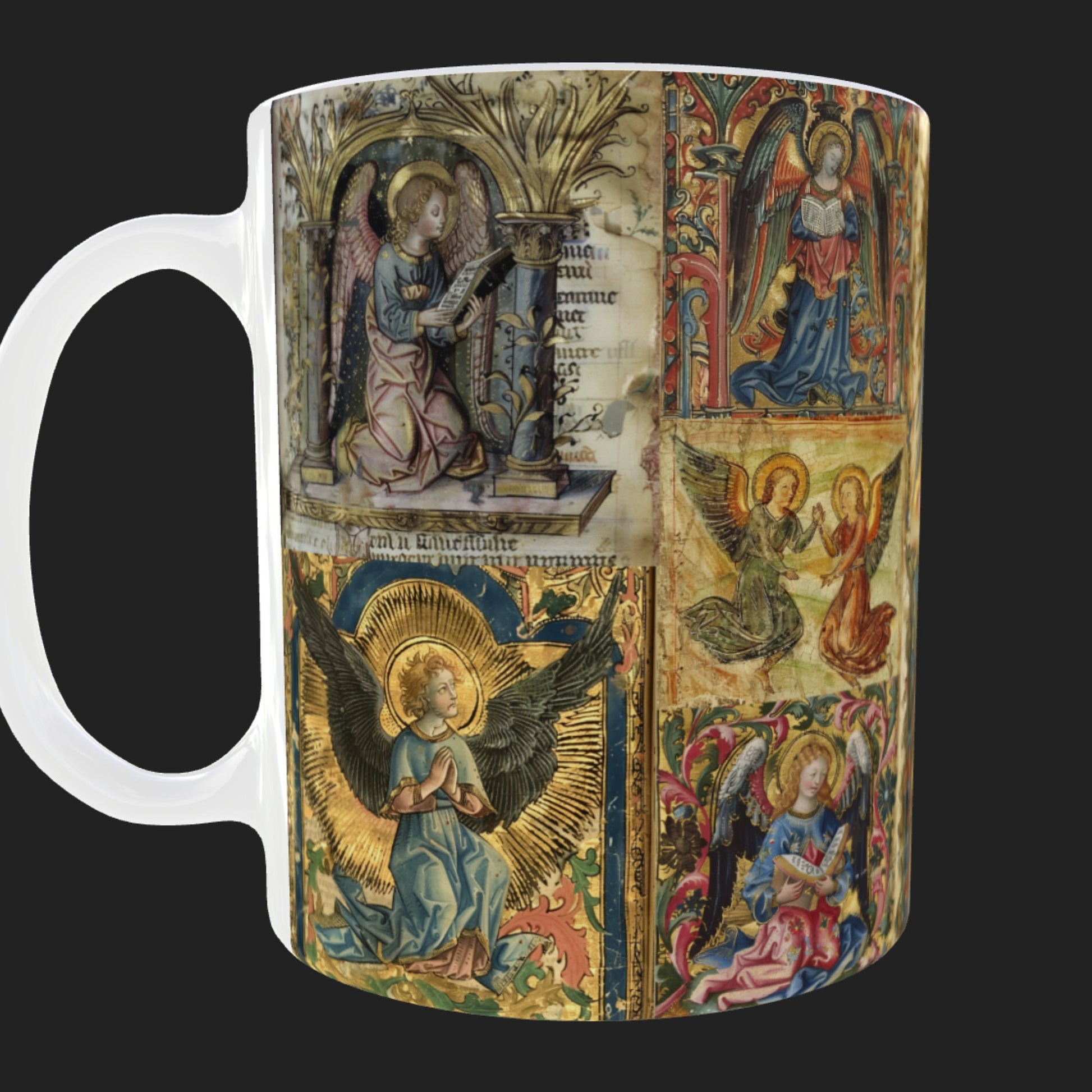 Medieval Angel Mug: Illuminated Manuscript Art, Dark Academia Decor