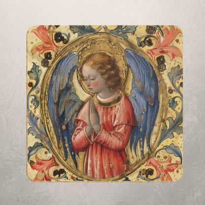 Medieval Angel Coasters: Illuminated Manuscript Art, Set of 4