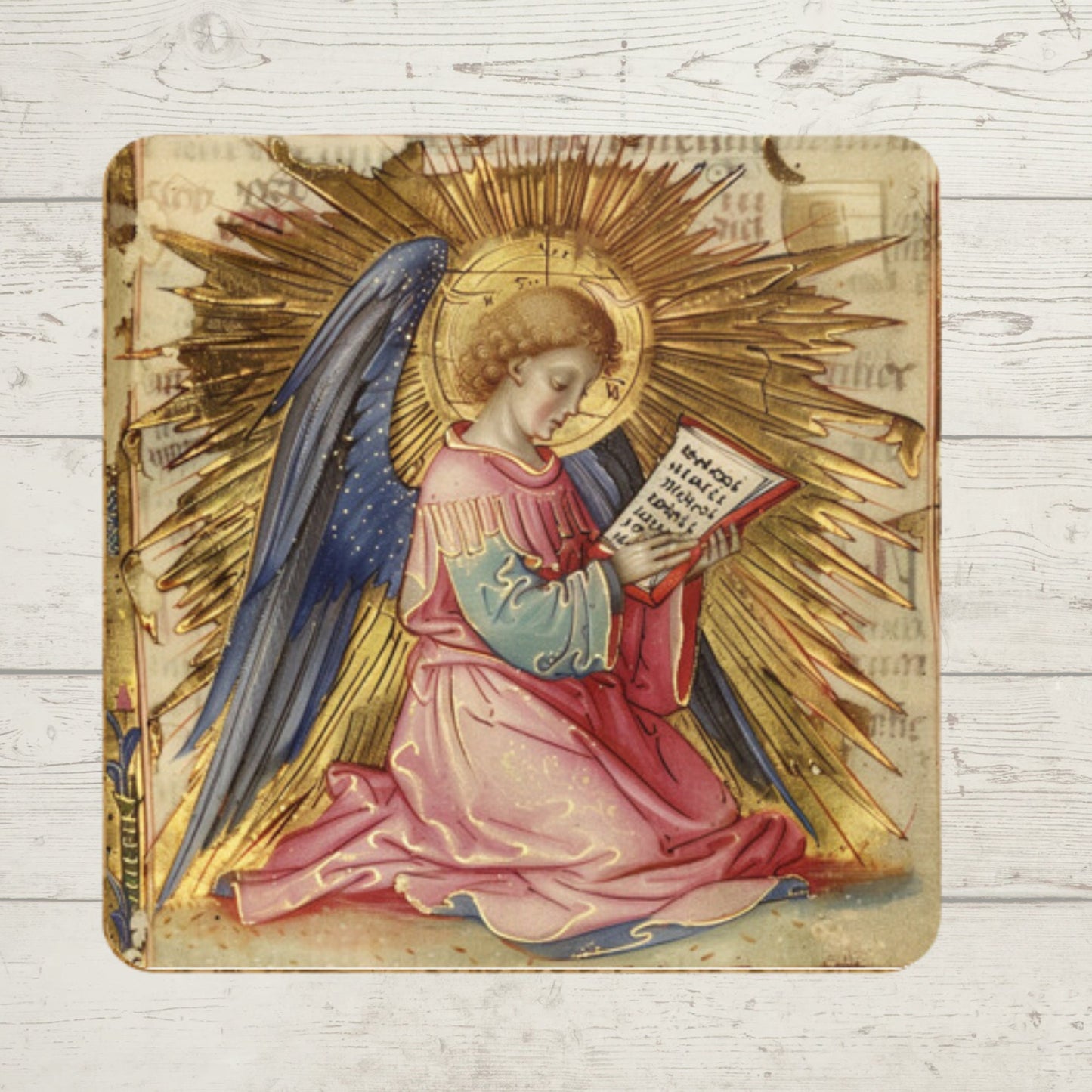 Medieval Angel Coasters: Illuminated Manuscript Art, Set of 4