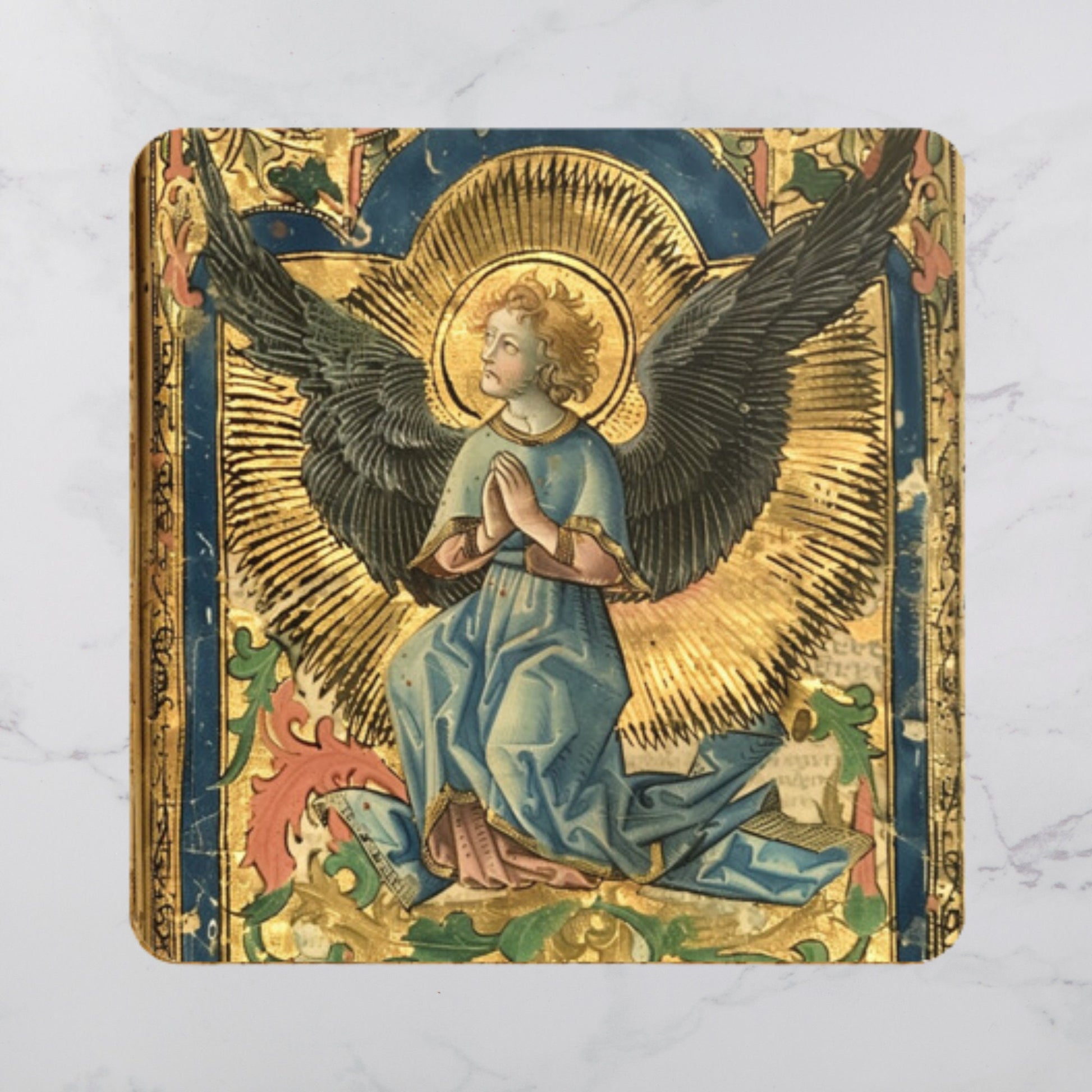 Medieval Angel Coasters: Illuminated Manuscript Art, Set of 4