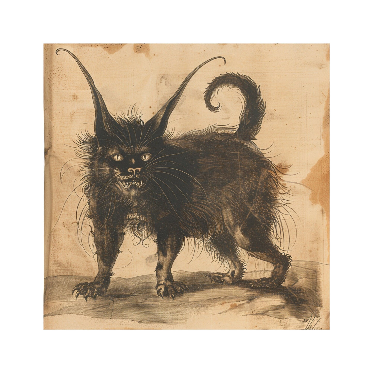 Devil Cat Coaster Set: Gothic Dark Academia Decor
