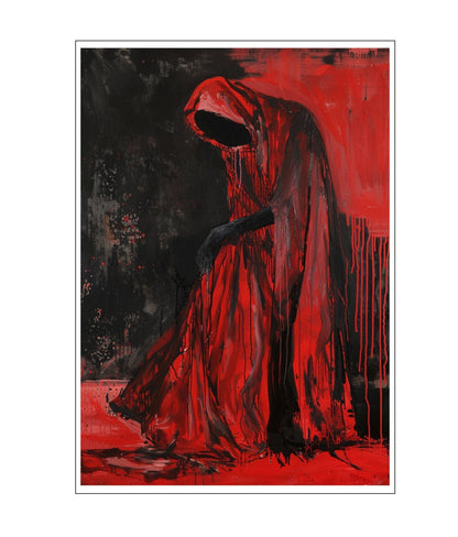 Sinister Red Figure Art Print: Gothic Horror Decor