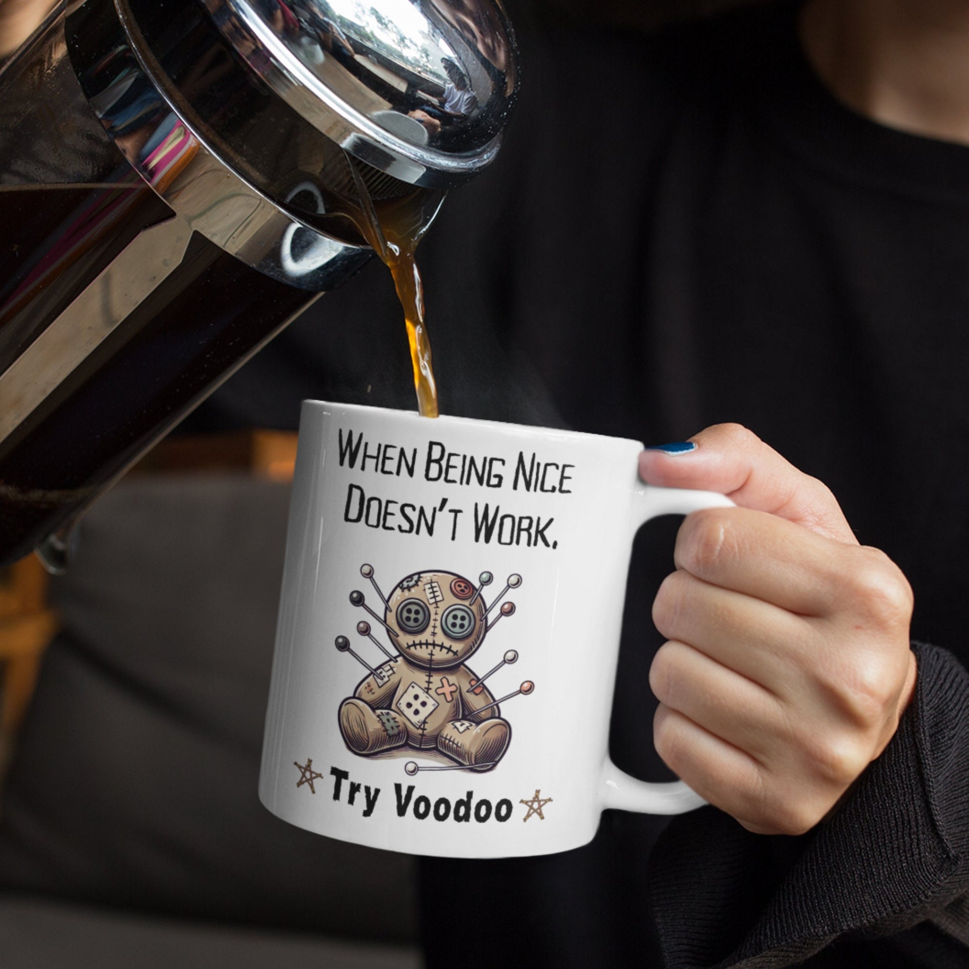 Funny Voodoo Mug, Voodoo Doll, Black Magic, Gothic Gifts, Witchcraft, Wiccan, Karma, Voodoo Magic, Voodoo Ritual, Dark Academia, Dark Magik
