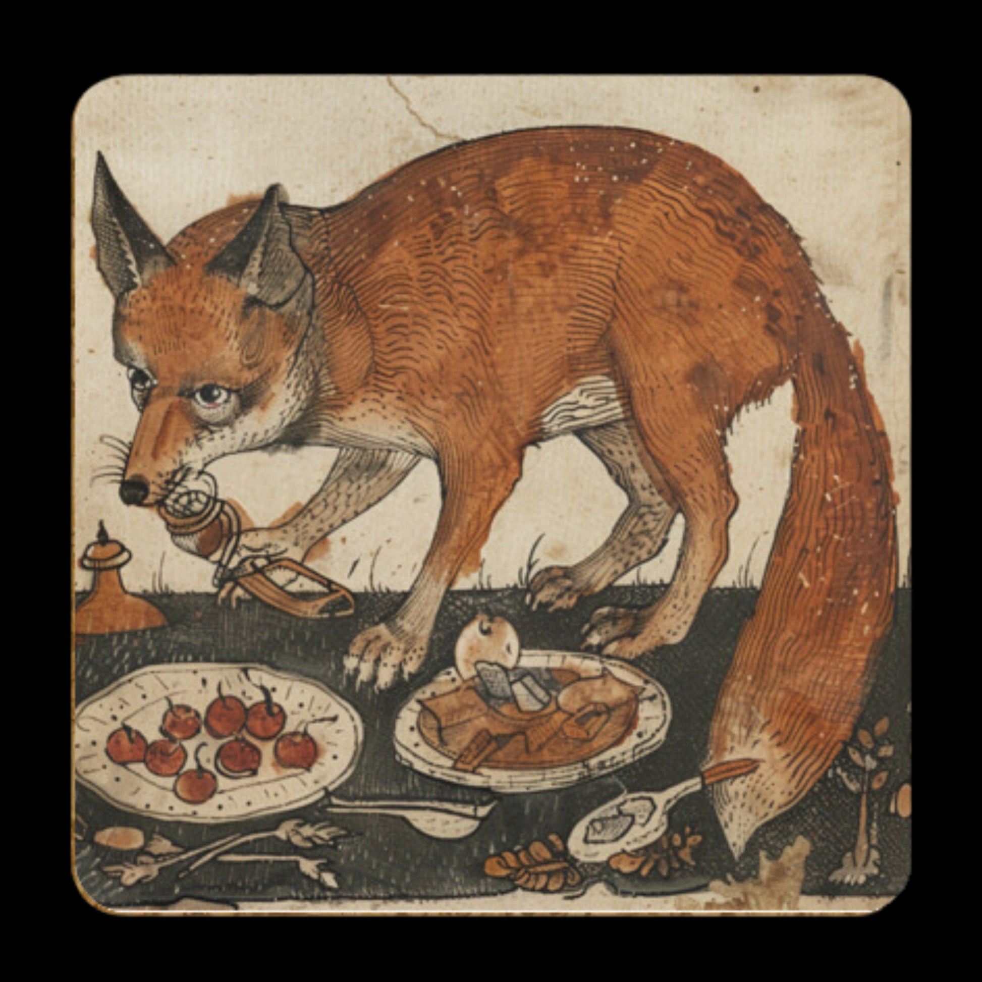 Fox Coasters, Pack of 4 Coasters, Medieval Foxes