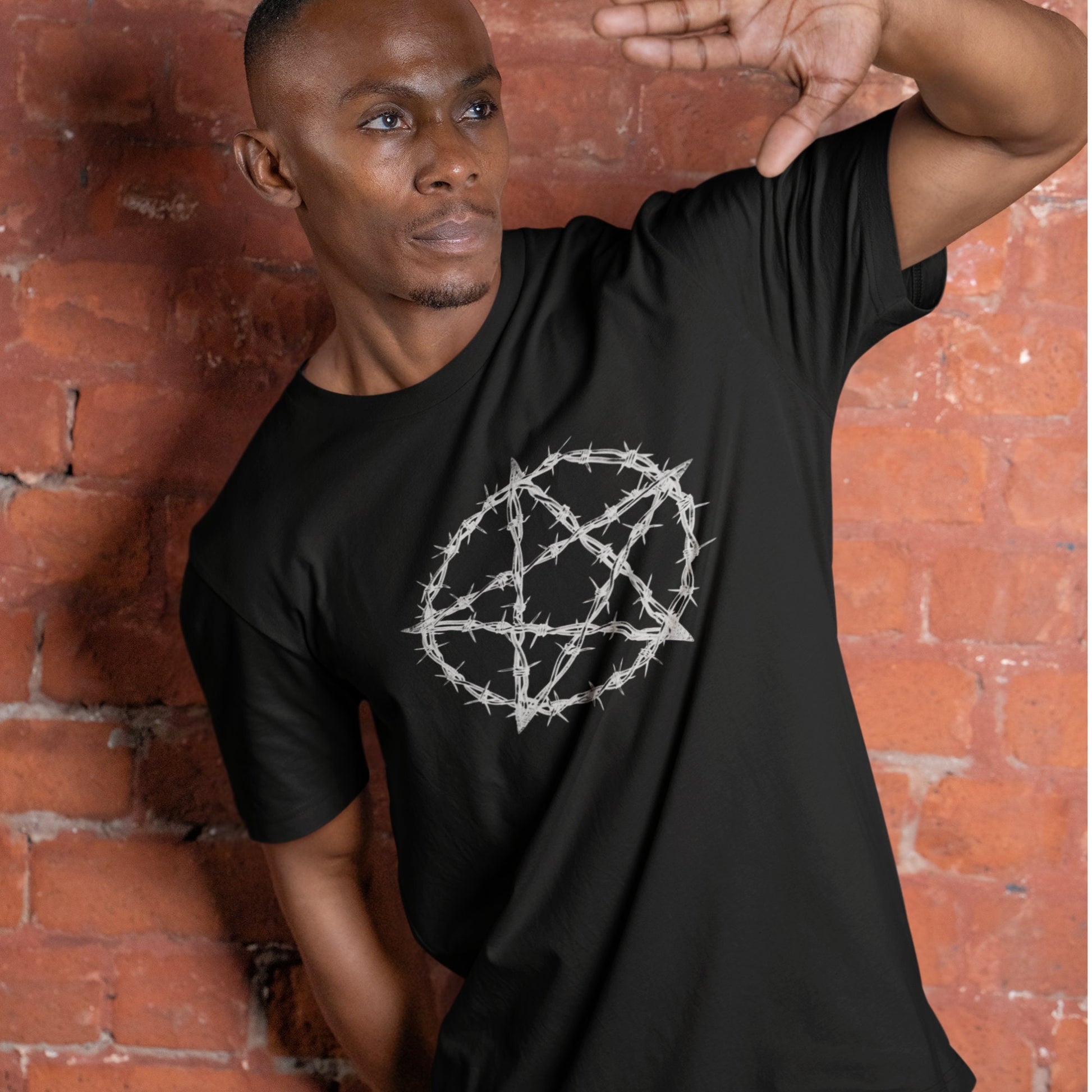 Barbed Wire Pentacle T-Shirt, Pentagram Tee, Witch T Shirt, Witchy Gifts, Wicca Gift, Pagan Tee, Coven Gift, Gothic T Shirt, Goth Top Wiccan