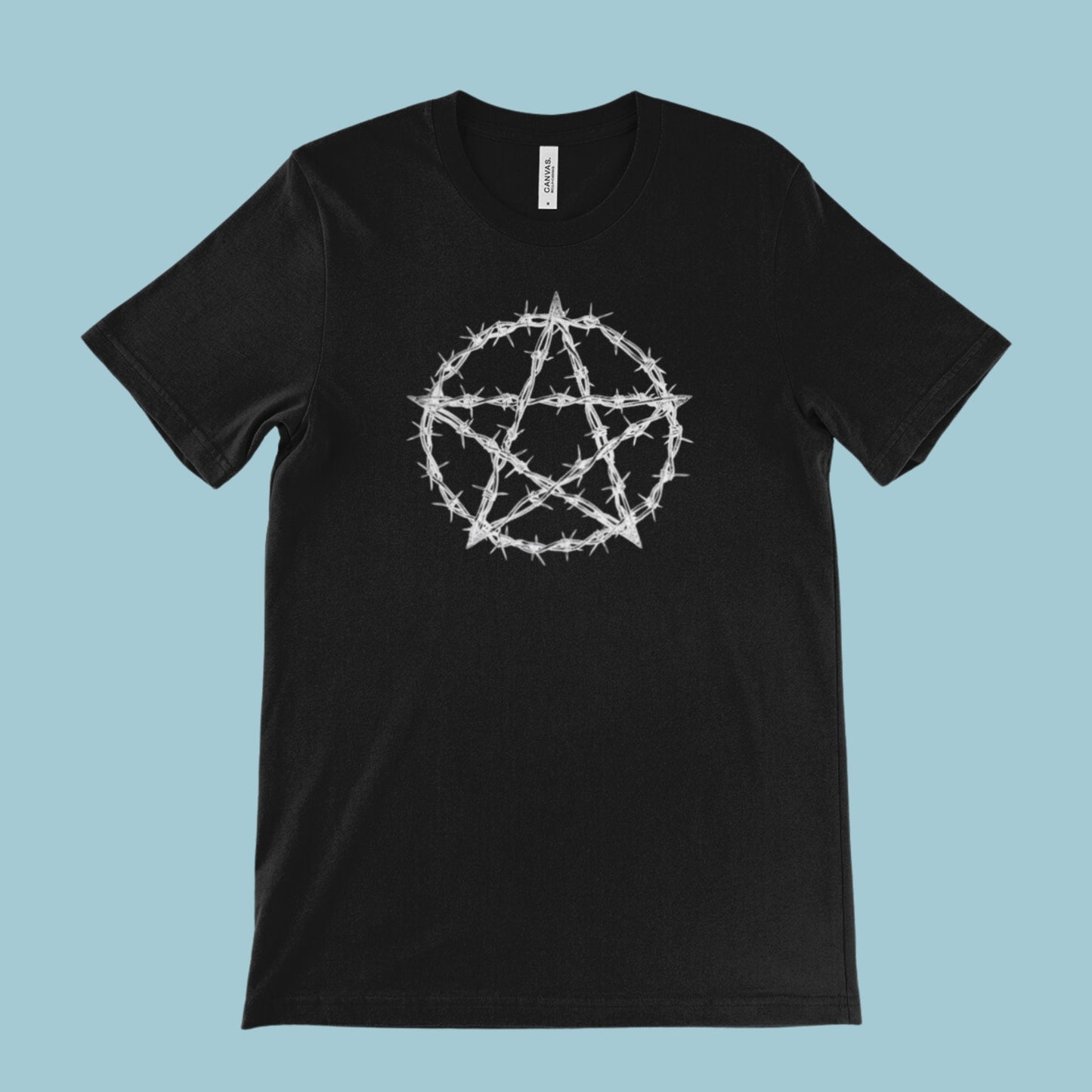 Barbed Wire Pentacle T-Shirt, Pentagram Tee, Witch T Shirt, Witchy Gifts, Wicca Gift, Pagan Tee, Coven Gift, Gothic T Shirt, Goth Top Wiccan