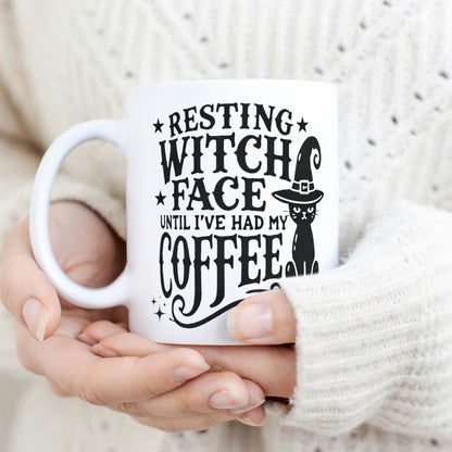 Witches Coffee Mug, Witchy Gifts, Resting Witch Face,Wiccan Gifts, Wiccan Decor, Gothic, Black Cat Mug, Funny Witch Gift, Morning Coffee Mug