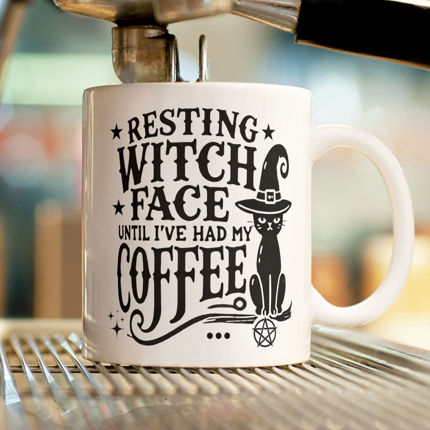 Witches Coffee Mug, Witchy Gifts, Resting Witch Face,Wiccan Gifts, Wiccan Decor, Gothic, Black Cat Mug, Funny Witch Gift, Morning Coffee Mug