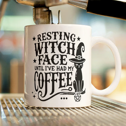 Witches Coffee Mug, Witchy Gifts, Resting Witch Face,Wiccan Gifts, Wiccan Decor, Gothic, Black Cat Mug, Funny Witch Gift, Morning Coffee Mug