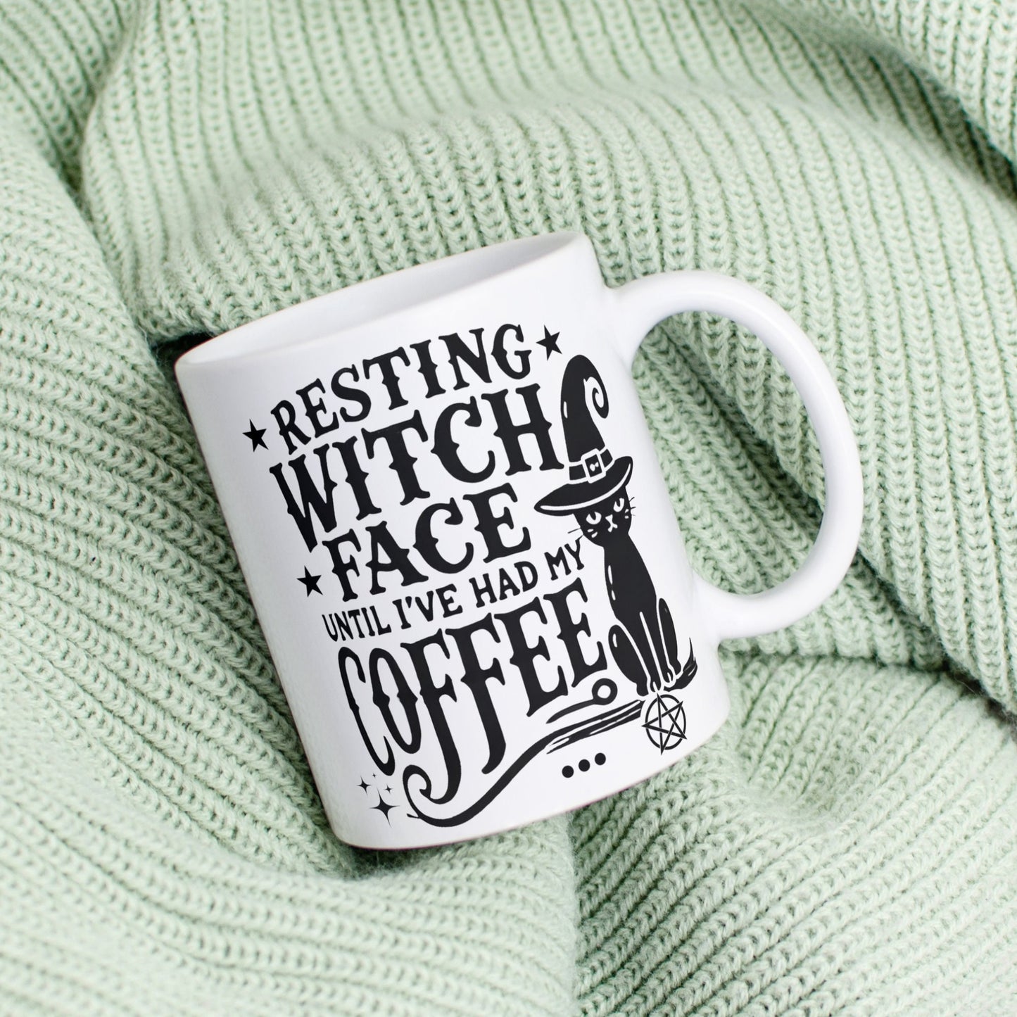 Witches Coffee Mug, Witchy Gifts, Resting Witch Face,Wiccan Gifts, Wiccan Decor, Gothic, Black Cat Mug, Funny Witch Gift, Morning Coffee Mug