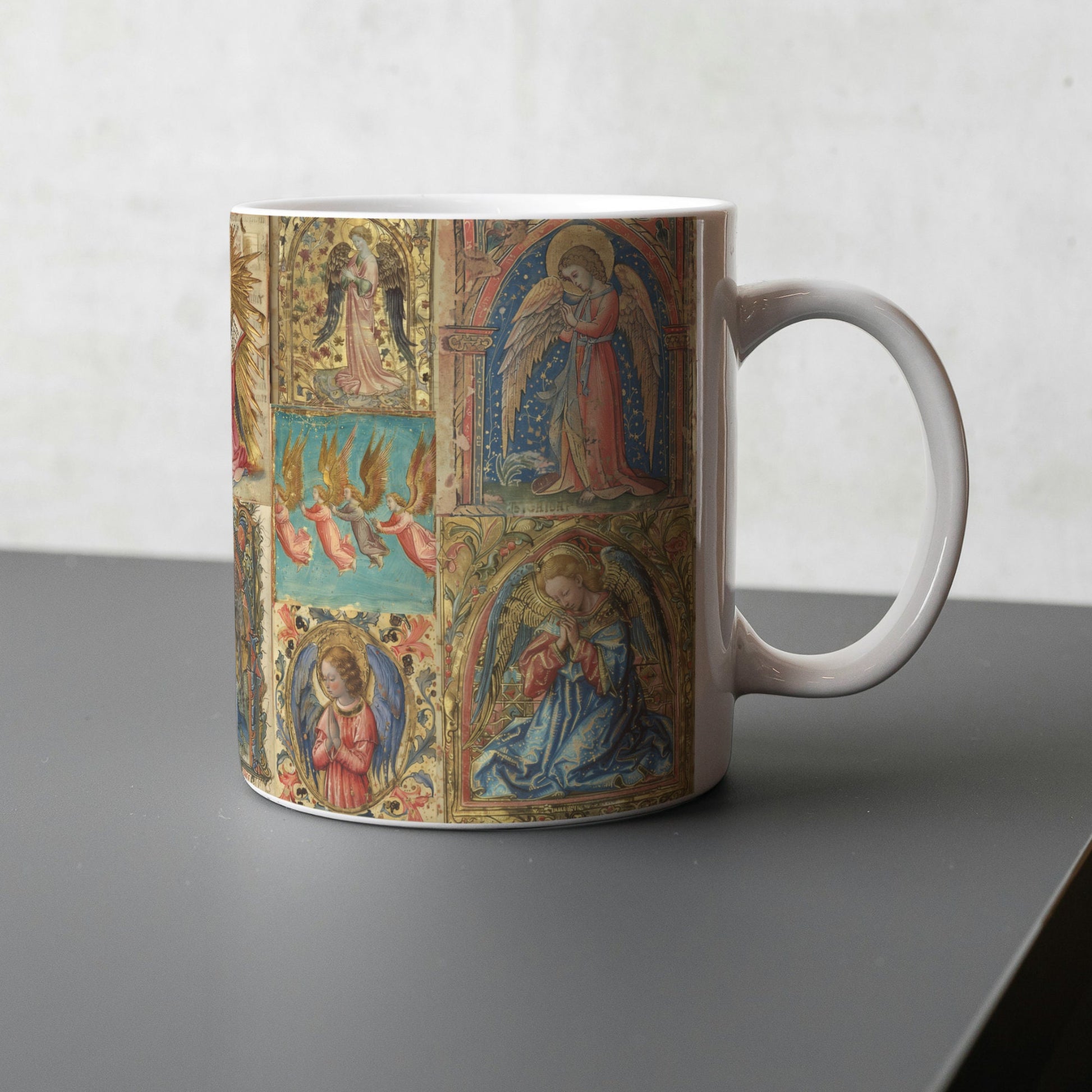 Medieval Angel Mug: Illuminated Manuscript Art, Dark Academia Decor