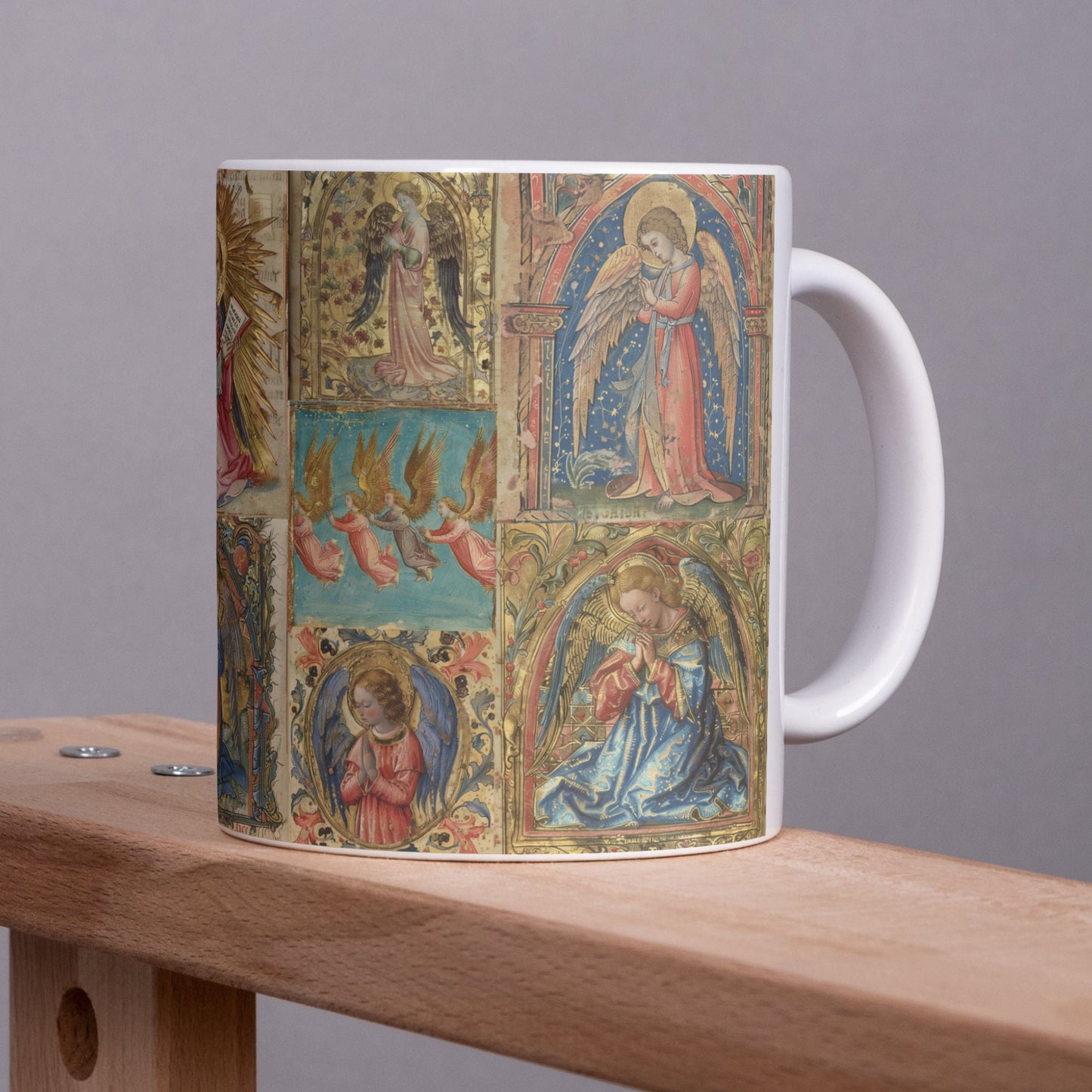 Medieval Angel Mug: Illuminated Manuscript Art, Dark Academia Decor