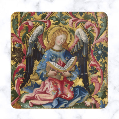 Medieval Angel Coasters: Illuminated Manuscript Art, Set of 4
