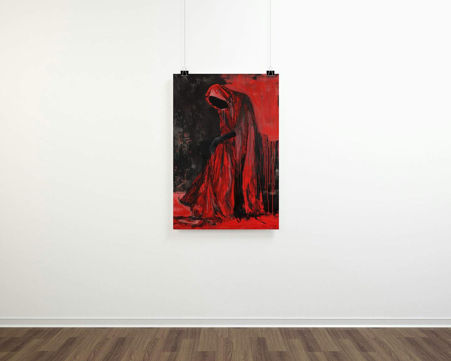 Sinister Red Figure Art Print: Gothic Horror Decor