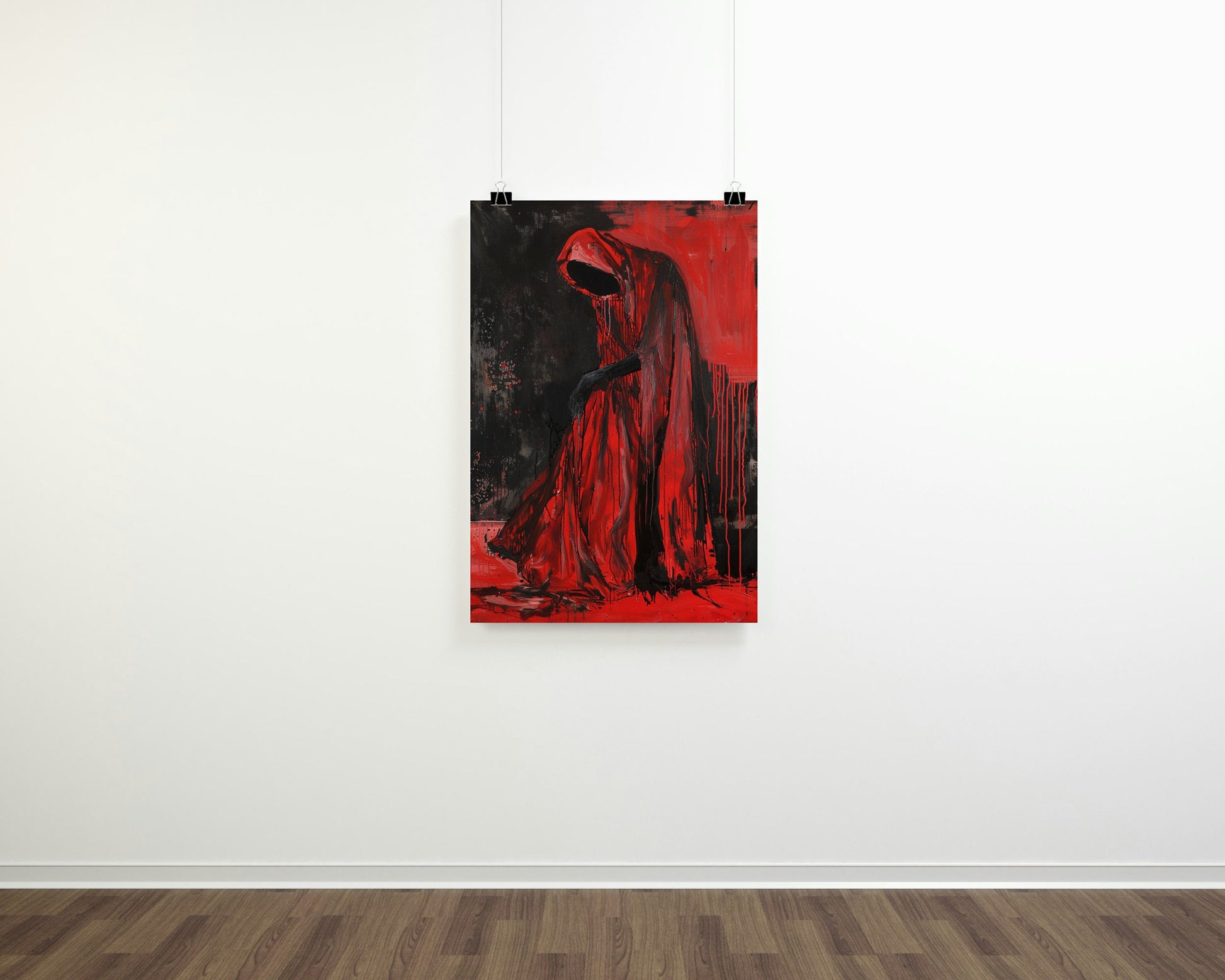 Sinister Red Figure Art Print: Gothic Horror Decor