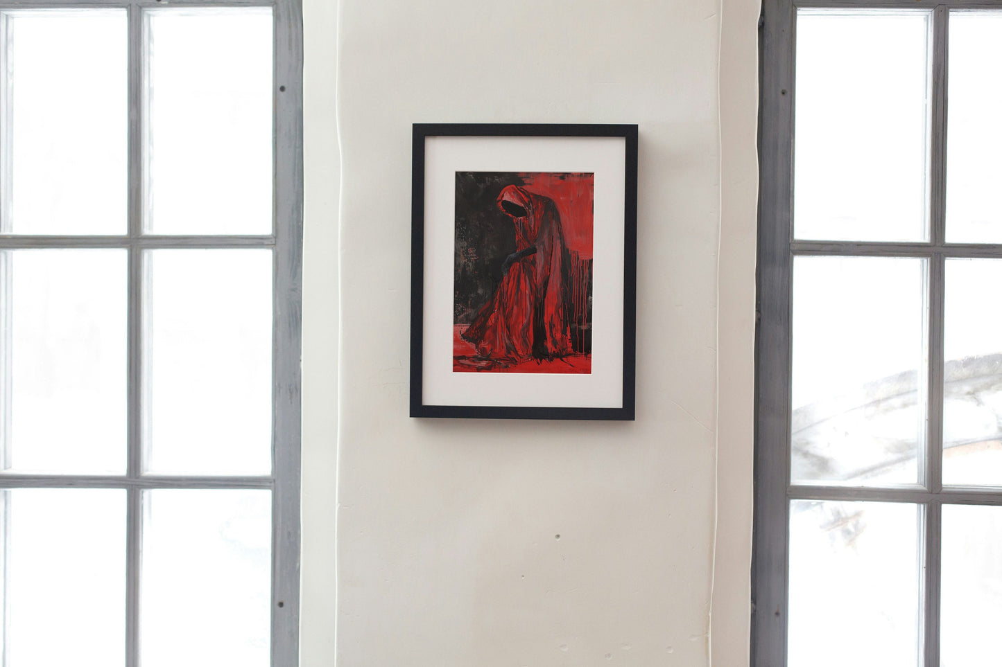 Sinister Red Figure Art Print: Gothic Horror Decor
