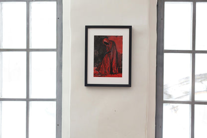 Sinister Red Figure Art Print: Gothic Horror Decor