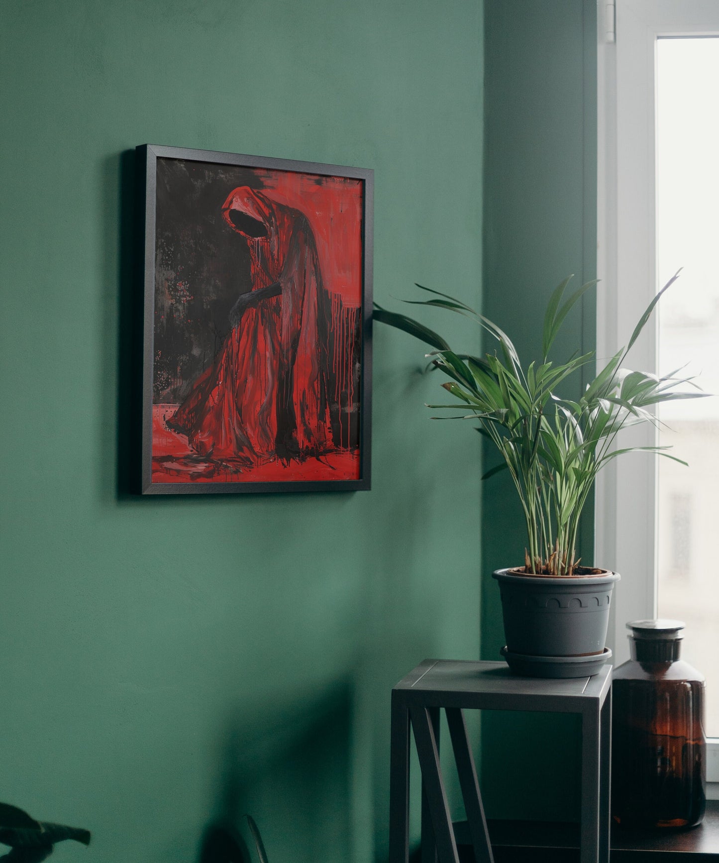 Sinister Red Figure Art Print: Gothic Horror Decor