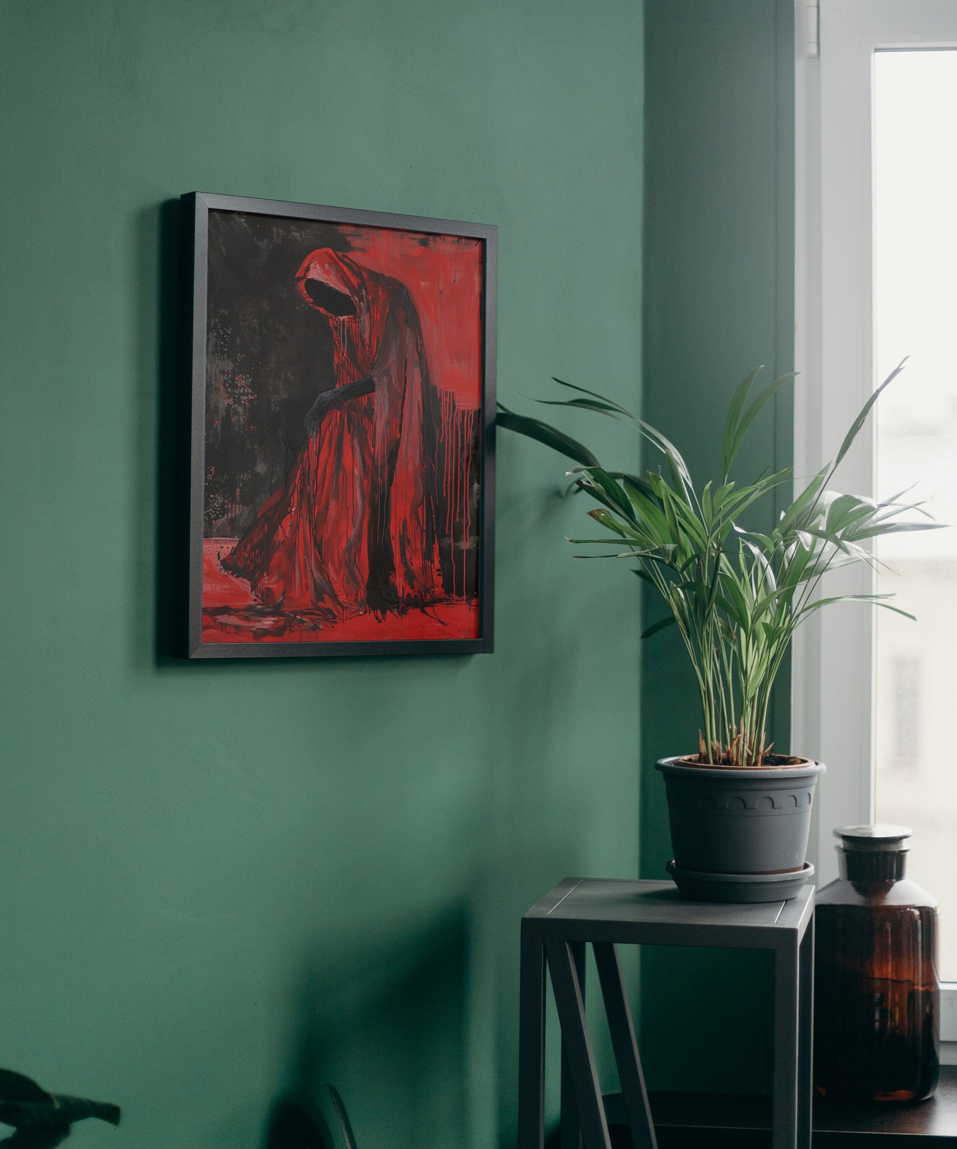 Sinister Red Figure Art Print: Gothic Horror Decor