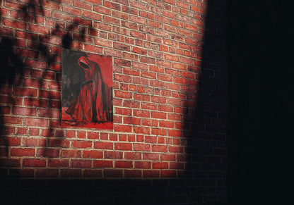 Sinister Red Figure Art Print: Gothic Horror Decor