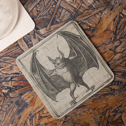 Medieval Style Rude Bat Coaster, Manuscript Bat, Single Coaster, Witchy Gifts, Gothic Decor, Gothic Gifts, Bat Gifts, Phallic, Vampire Bat