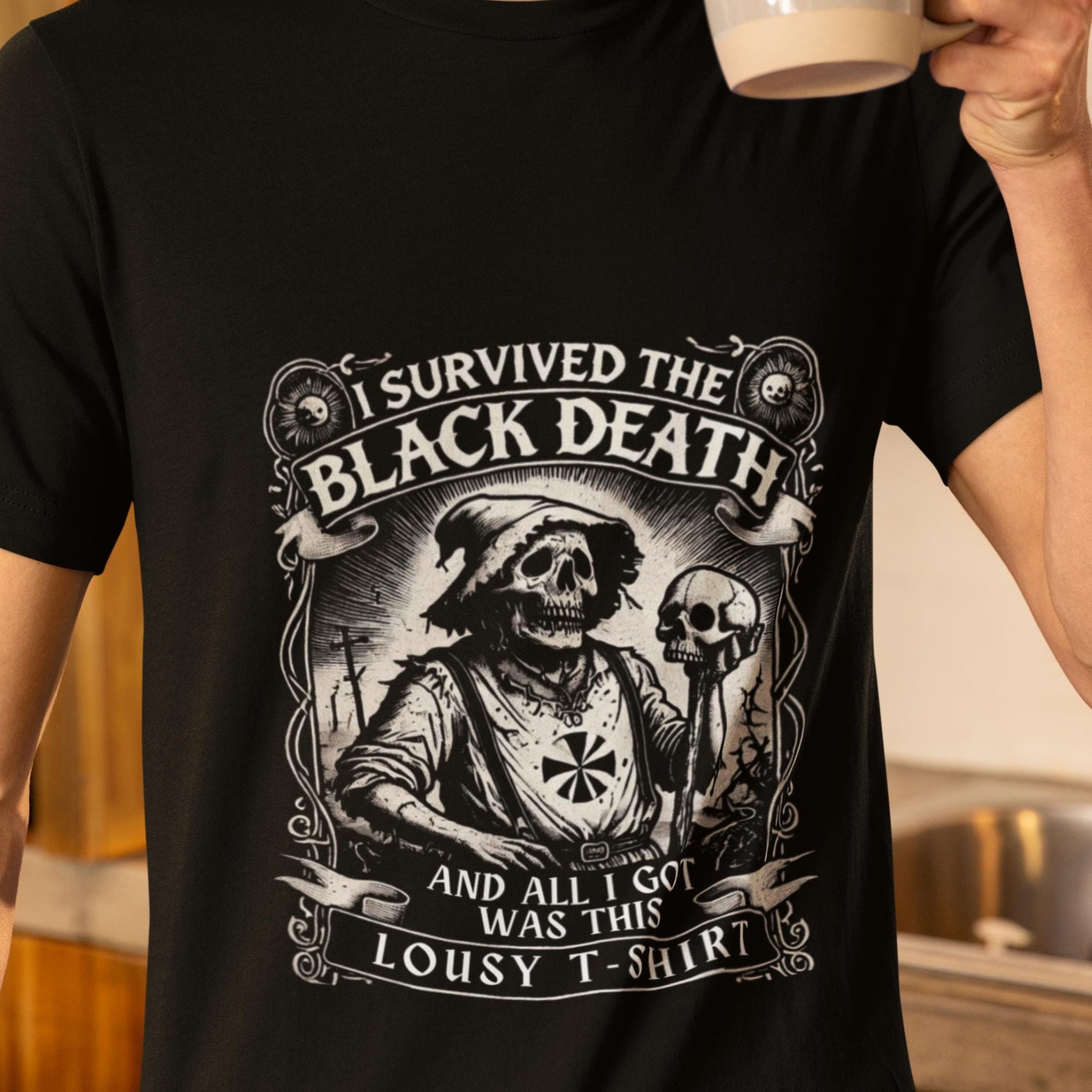 Funny Plague T-Shirt, I Survived The Black Death, All I Got Was This Lousy T-Shirt, Middle Ages Shirt Dark Humour Grunge Tee Gothic Clothing