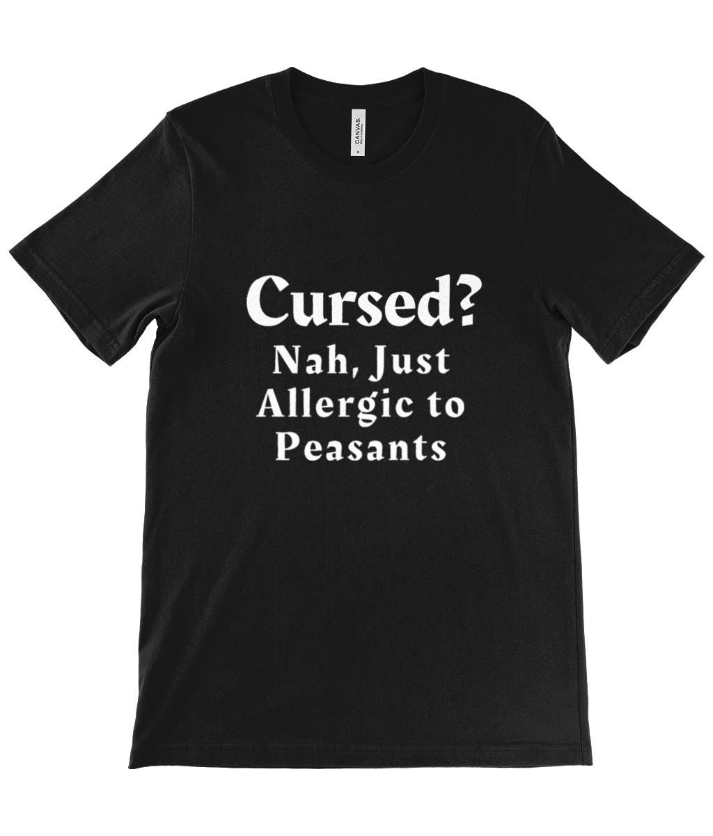 Medieval Humour T-Shirt: Allergic to Peasants, Sarcastic Gothic Tee