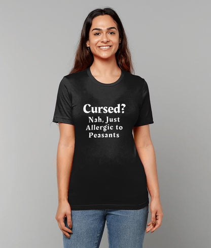 Medieval Humour T-Shirt: Allergic to Peasants, Sarcastic Gothic Tee