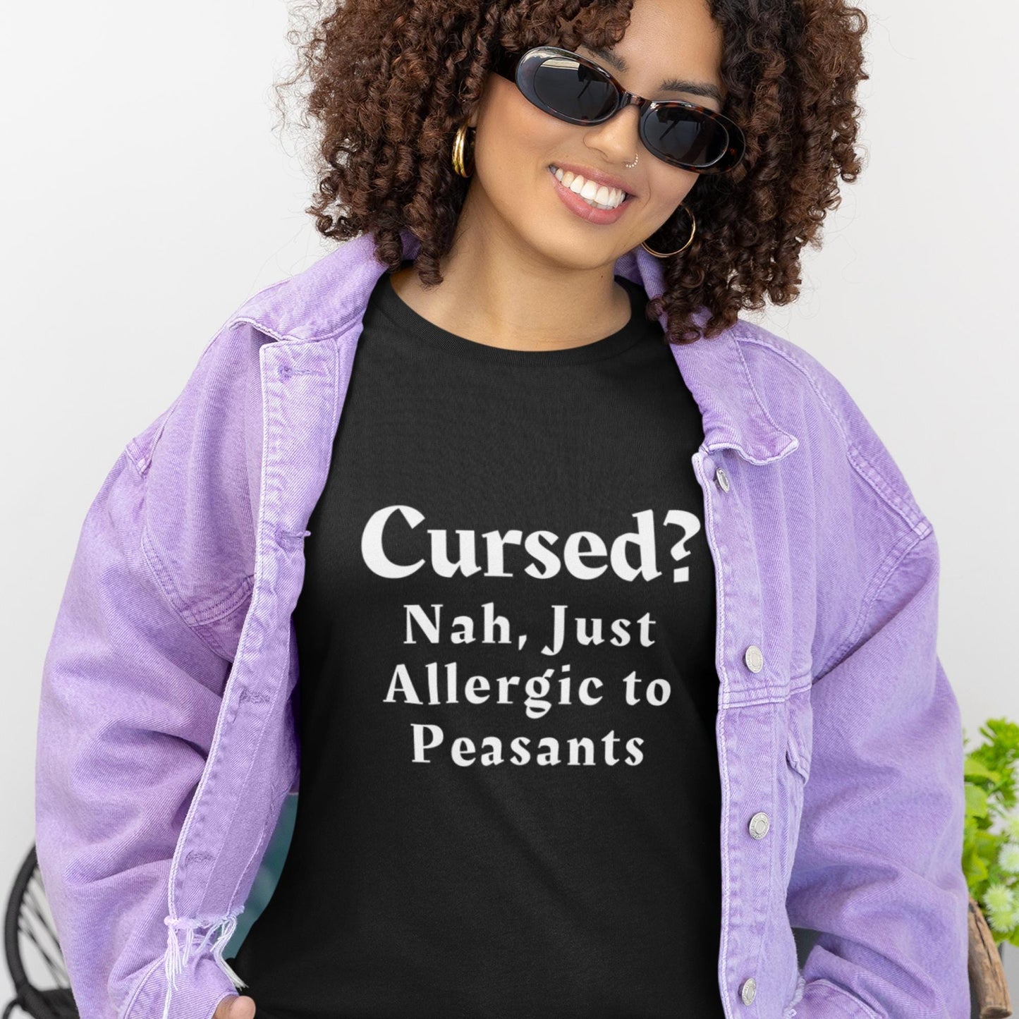 Medieval Humour T-Shirt: Allergic to Peasants, Sarcastic Gothic Tee
