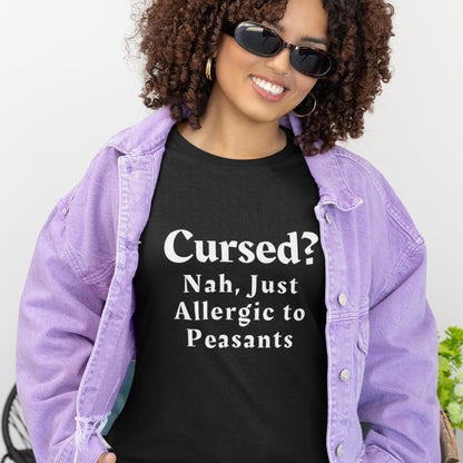 Medieval Humour T-Shirt: Allergic to Peasants, Sarcastic Gothic Tee