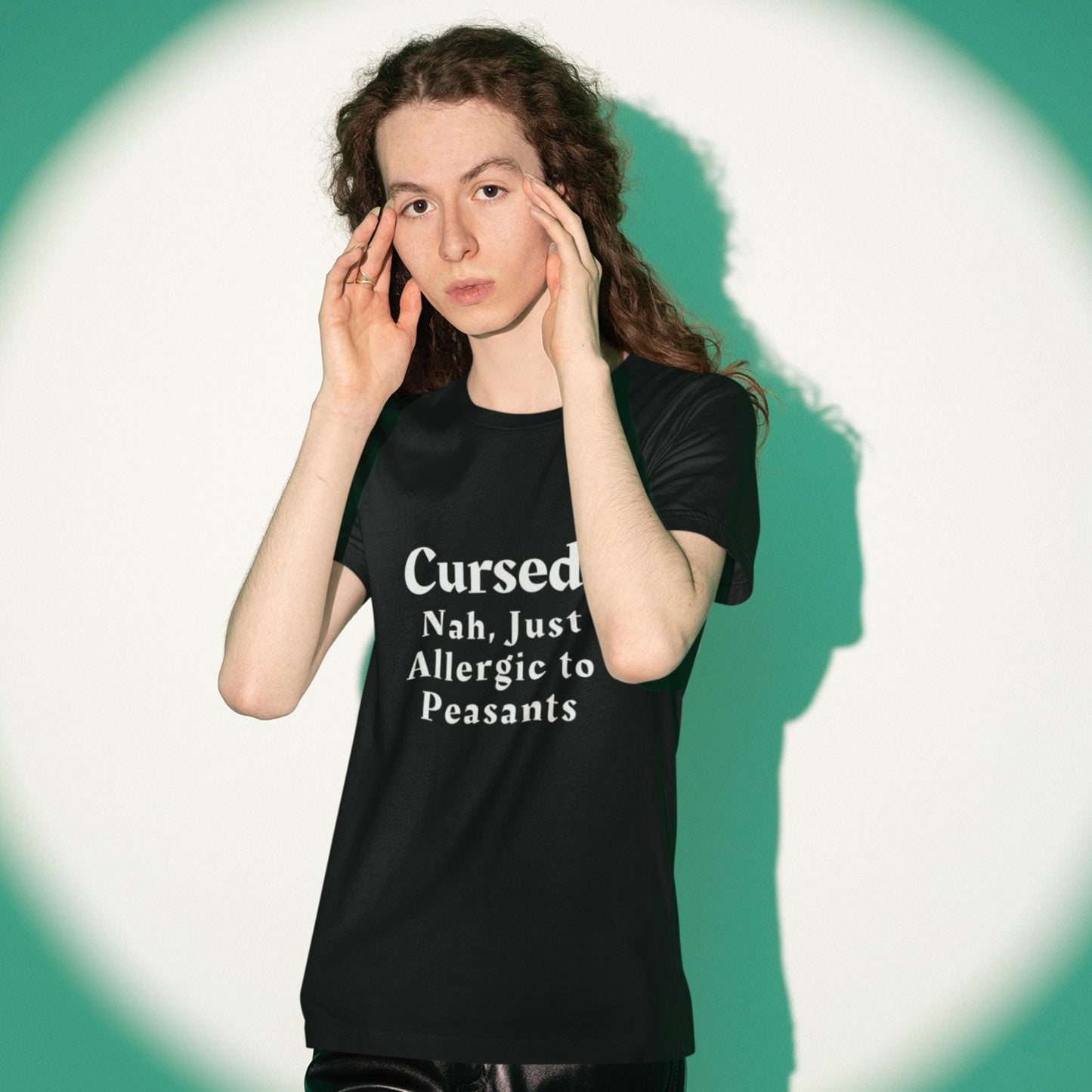 Medieval Humour T-Shirt: Allergic to Peasants, Sarcastic Gothic Tee