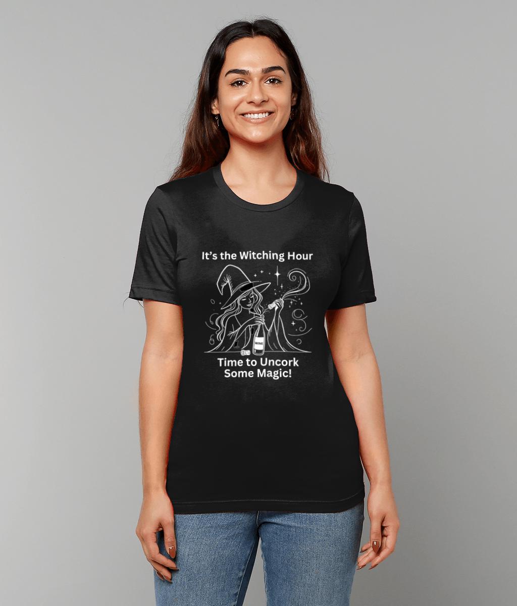 For wine lovers who embrace their inner witch, this unisex t-shirt offers a magical twist on enjoying a glass of wine. Witchy gifts, wine gifts.