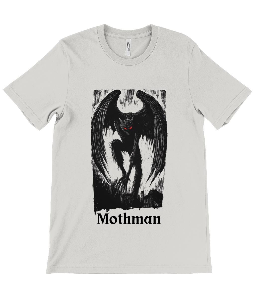 Cryptid t-shirt, Cryptozoology Gift, monster t-shirt, Mothman, Moth Man shirt.