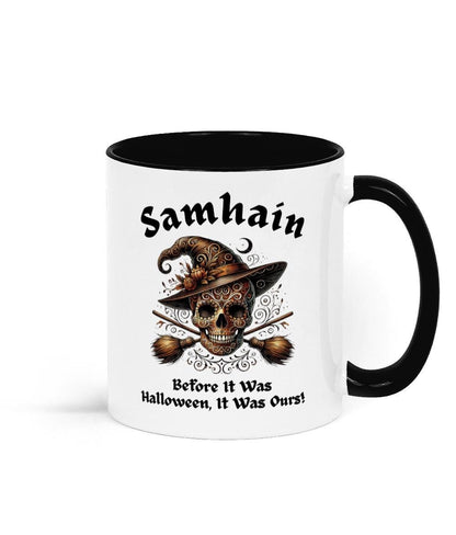 Halloween mug with witch for autumnal equinox and winter solstice. Day of the dead gift idea
