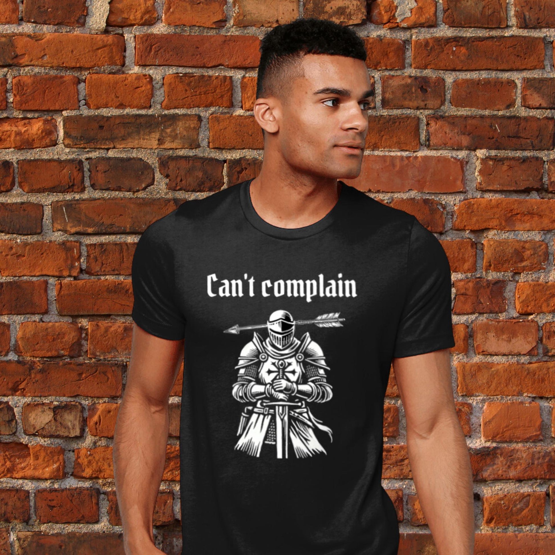 Can't Complain T-Shirt: Medieval Knight Woodcut, Dark Humor