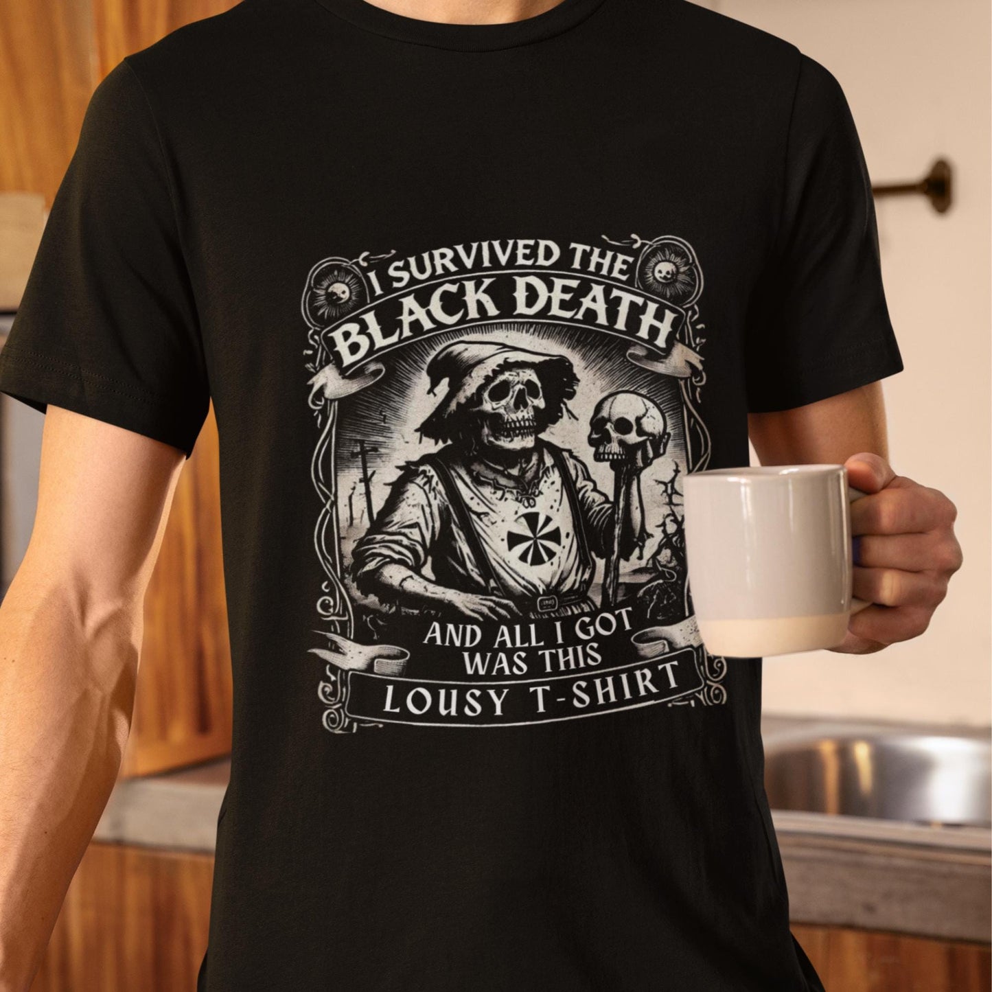 Funny Plague T-Shirt, I Survived The Black Death, All I Got Was This Lousy T-Shirt, Middle Ages Shirt Dark Humour Grunge Tee Gothic Clothing