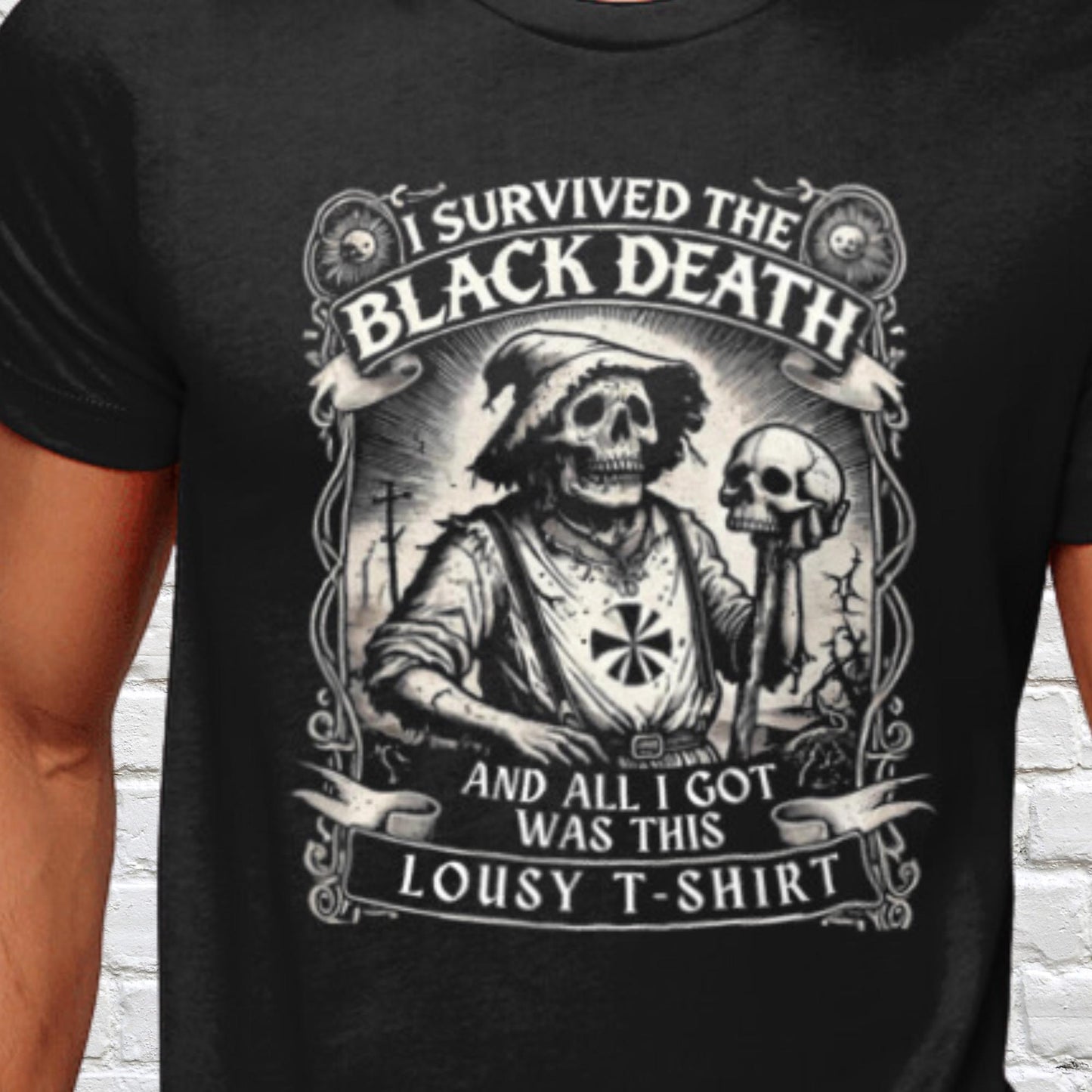 Funny Plague T-Shirt, I Survived The Black Death, All I Got Was This Lousy T-Shirt, Middle Ages Shirt Dark Humour Grunge Tee Gothic Clothing